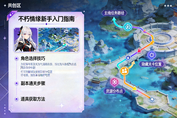 不朽情缘攻略共创区中玩家撰写的图文攻略与路线示意图